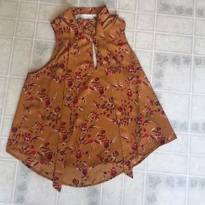 Astr the Label Gold Cutout Flowy Blouse